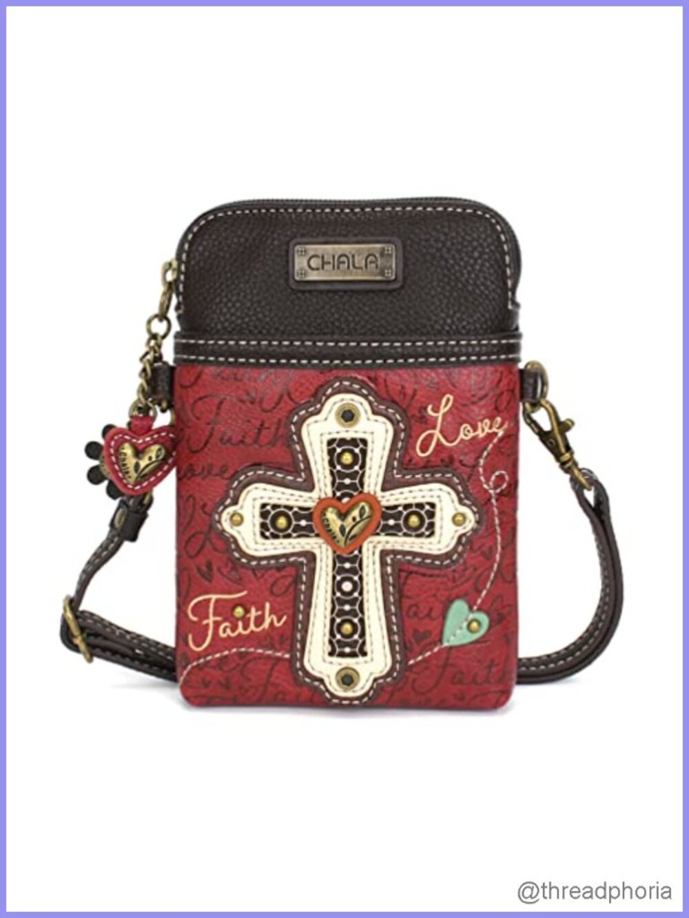 Women Crossbody Phone Bag PU Leather Canvas Adjustable Strap